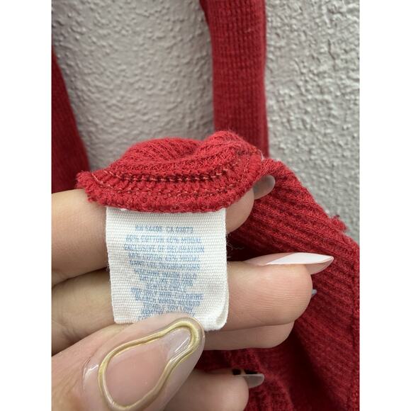 Aerie Womens Shirt Size Small Red Waffle Knit Long Sleeve - Picture 4 of 10